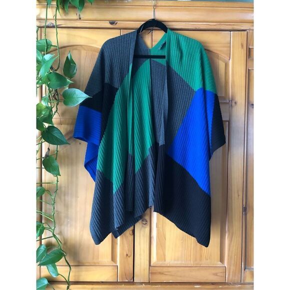 Vince Camuto Colorblock Wrap/Poncho Rib knit Size XS/S - Picture 2 of 11